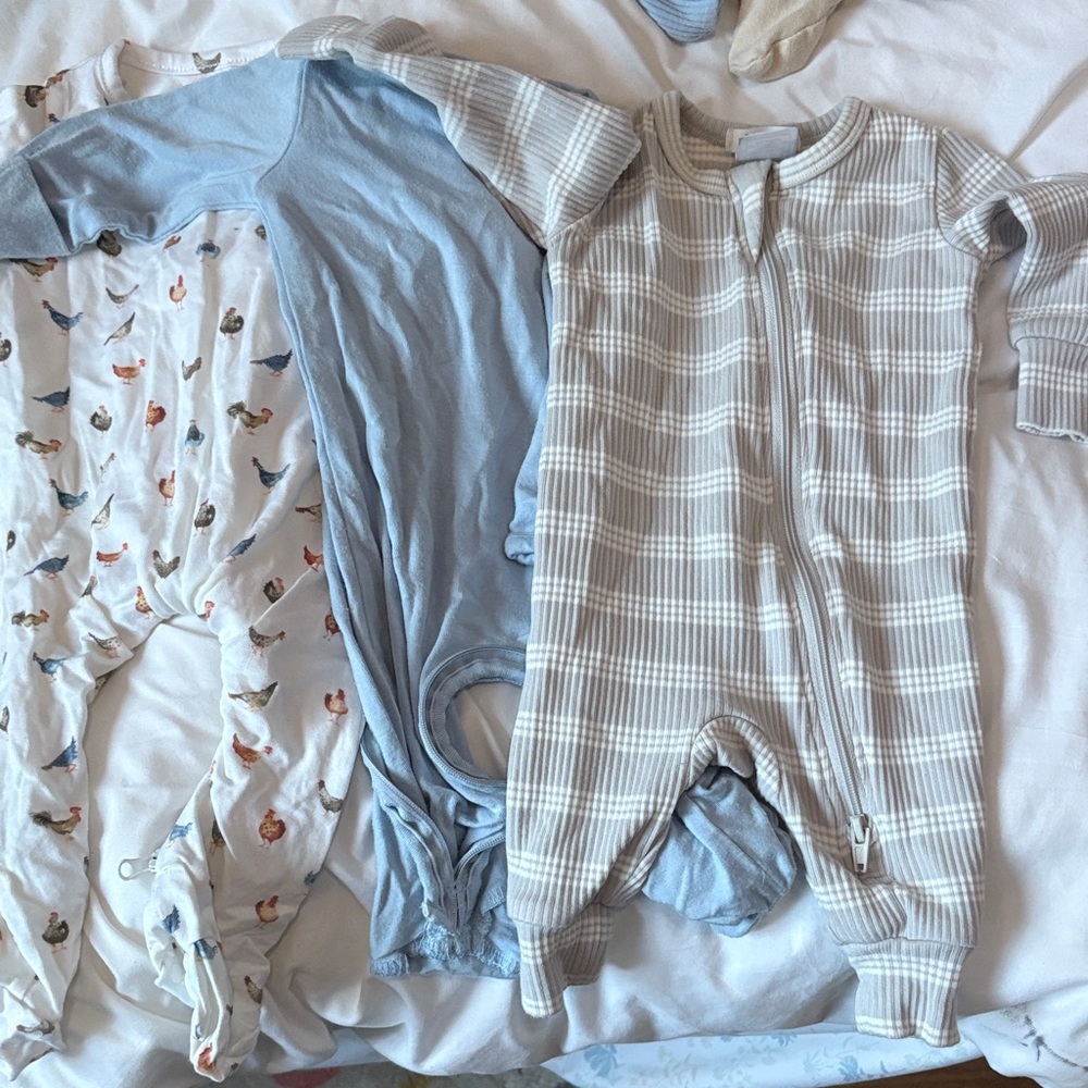 Petit Lem Blue and Cream Kids One Pieces